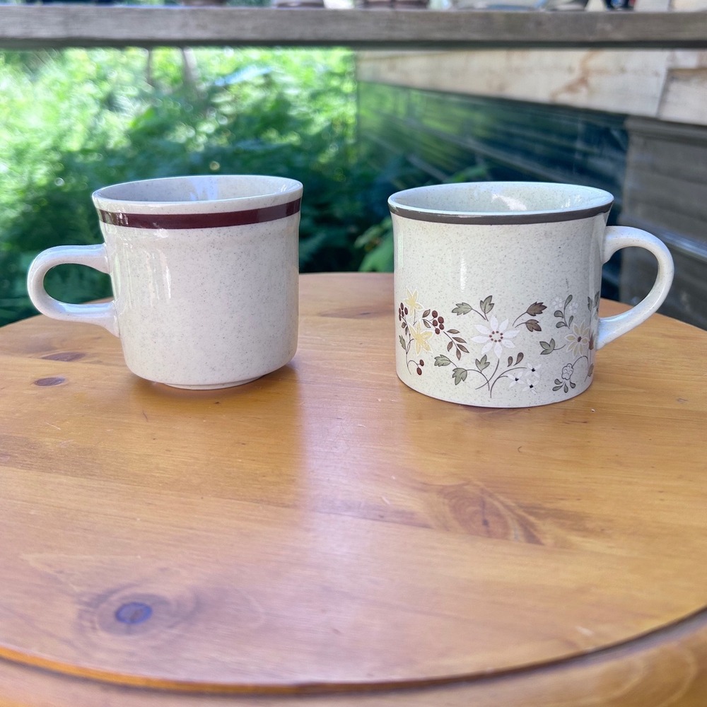 Vintage Stoneware Mug Set Uplands Scandia Cream Brown Royal Doulton Northland